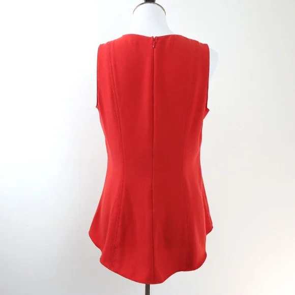 Ann Taylor Size 6 Seamed Shell High Low Top Orange 'Blazing Red' - Picture 6 of 11